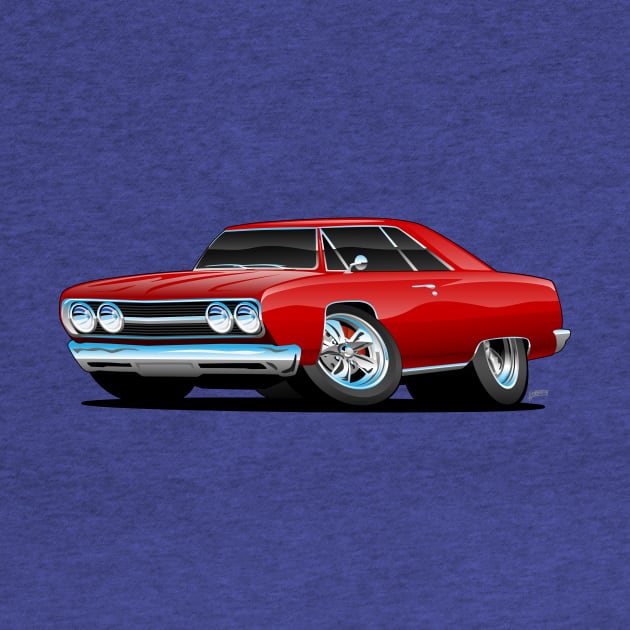 Red Hot Classic Muscle Car Coupe Cartoon by hobrath